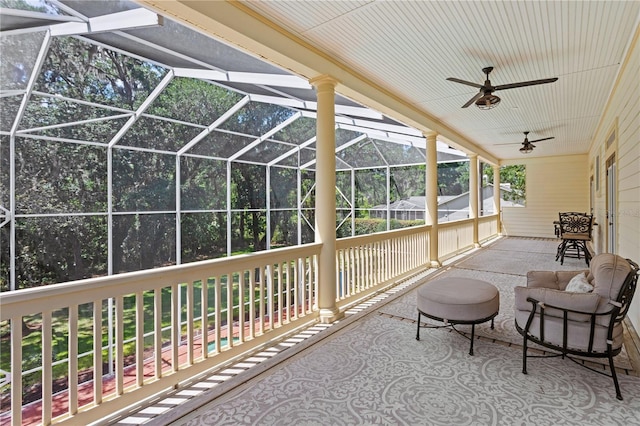 view of patio / terrace with a ceiling fan