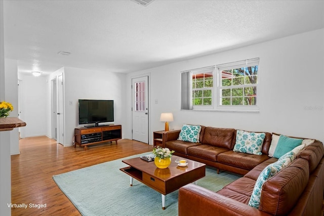 living room with wood finished floors