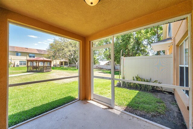 view of unfurnished sunroom