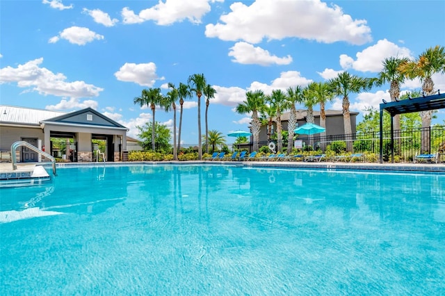 community pool with fence
