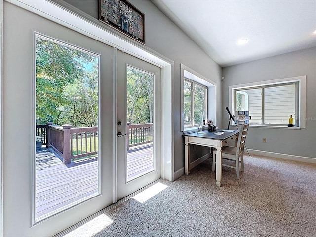 16224 Iola Woods Trl, Dade City, FL 33523 - entryway with baseboards, carpet, and french doors