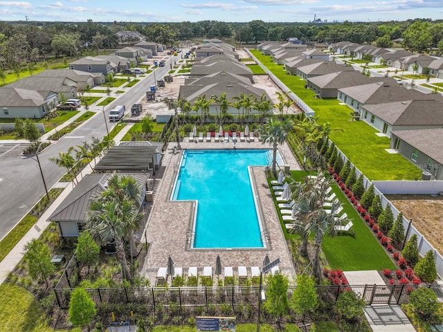 aerial view featuring a residential view
