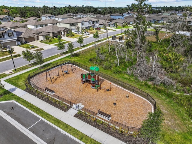 aerial view with a residential view