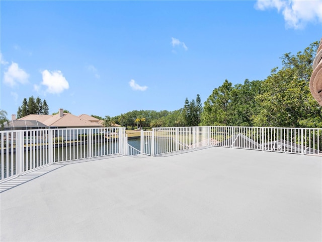 view of patio / terrace with a water view