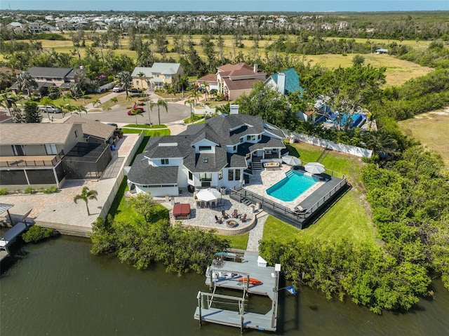 945 Bunker View Dr, Apollo Beach, FL 33572 - bird's eye view with a water view and a residential view