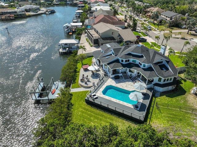 945 Bunker View Dr, Apollo Beach, FL 33572 - bird's eye view featuring a water view and a residential view
