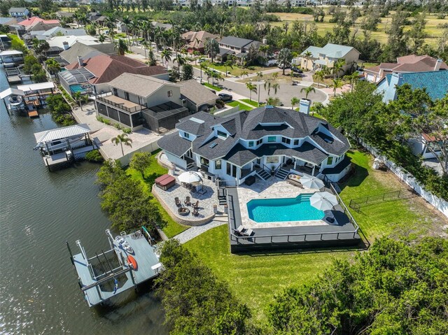 945 Bunker View Dr, Apollo Beach, FL 33572 - aerial view with a water view and a residential view