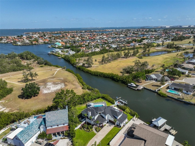 945 Bunker View Dr, Apollo Beach, FL 33572 - aerial view featuring a water view and a residential view