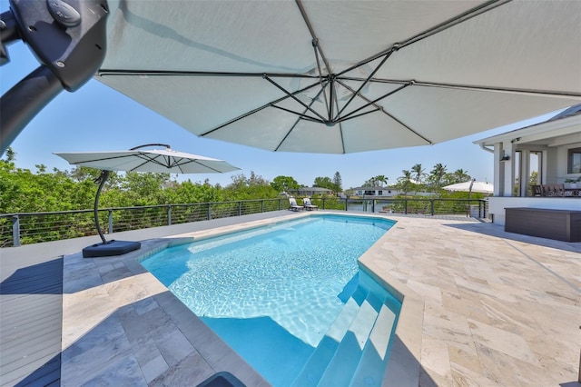 945 Bunker View Dr, Apollo Beach, FL 33572 - view of swimming pool featuring fence, a fenced in pool, and a patio