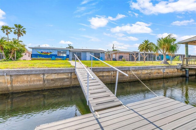 12700 5th Isle, Hudson, FL 34667 - dock area with a water view and a lawn
