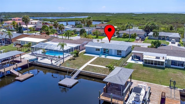 12700 5th Isle, Hudson, FL 34667 - aerial perspective of suburban area featuring a nearby body of water