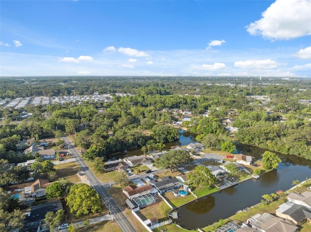 bird's eye view with a water view and a residential view