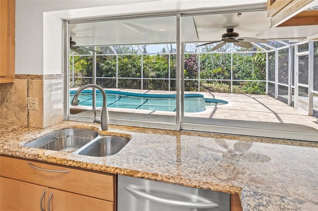 1141 80th Street Ct S, Saint Petersburg, FL 33707 - swimming pool with a sink and a ceiling fan