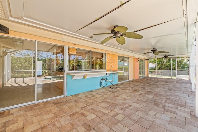 1141 80th Street Ct S, Saint Petersburg, FL 33707 - view of swimming pool with a ceiling fan, a patio, a sink, and a pool