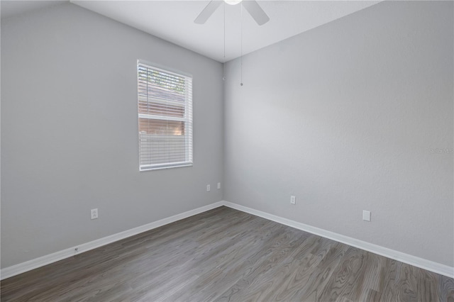 10506 Sky Flower Ct, Land O Lakes, FL 34638 - spare room featuring baseboards, ceiling fan, and wood finished floors