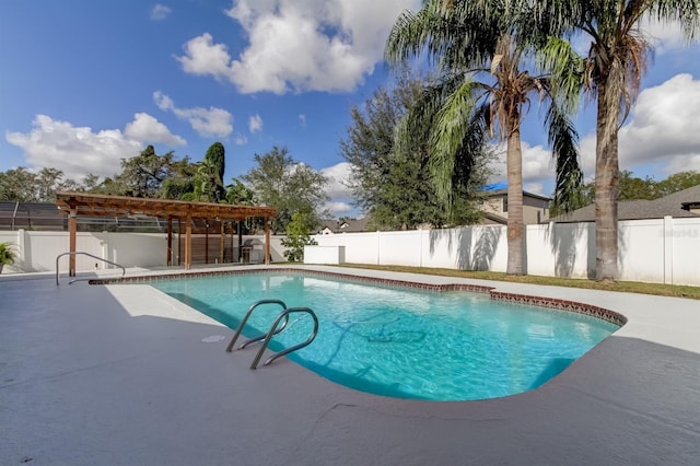 view of swimming pool featuring a patio, a fenced in pool, and a fenced backyard