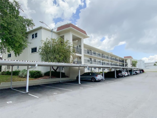 view of covered parking lot