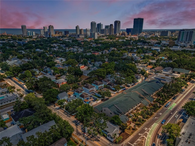 aerial view with a city view