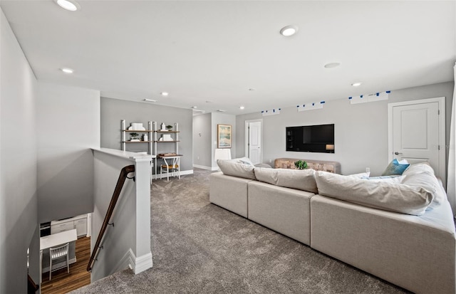 5953 Bluestar Ct, Lakewood Ranch, FL 34211 - carpeted living room featuring recessed lighting and baseboards