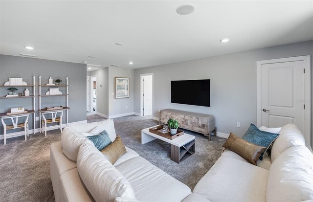 5953 Bluestar Ct, Lakewood Ranch, FL 34211 - carpeted living area featuring recessed lighting, baseboards, and visible vents