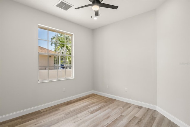 4317 74th Ave E, Sarasota, FL 34243 - empty room with ceiling fan, visible vents, baseboards, recessed lighting, and light wood-style flooring