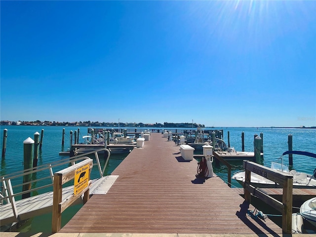 view of dock featuring a water view