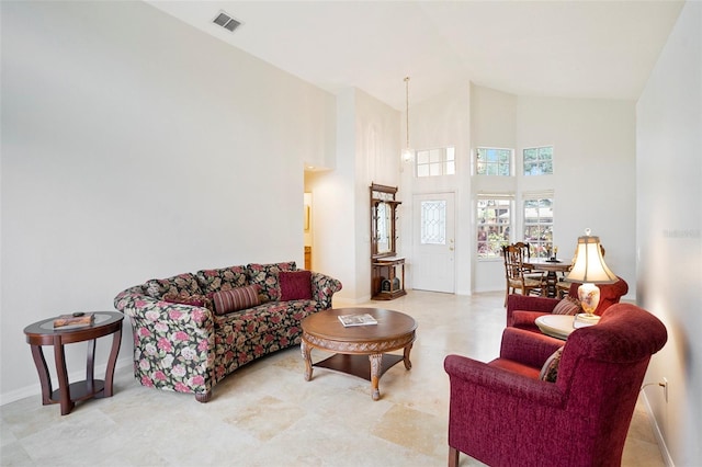 3023 Bent Creek Dr, Valrico, FL 33596 - living area with high vaulted ceiling and baseboards