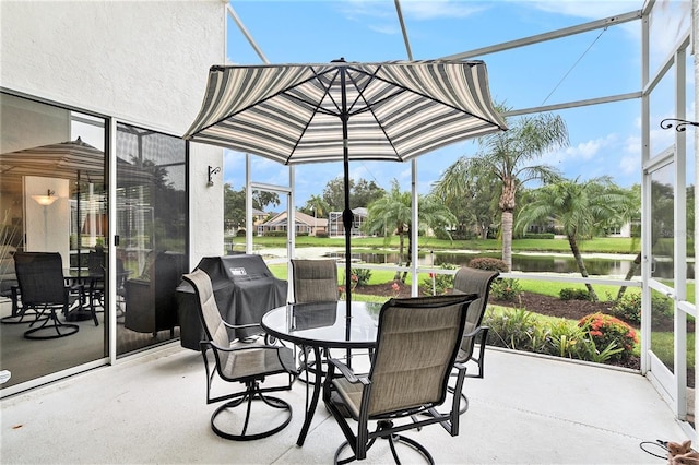 3023 Bent Creek Dr, Valrico, FL 33596 - sunroom / solarium with outdoor dining space and a water view