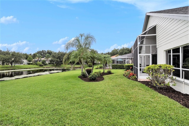 3023 Bent Creek Dr, Valrico, FL 33596 - view of green lawn with a water view and glass enclosure