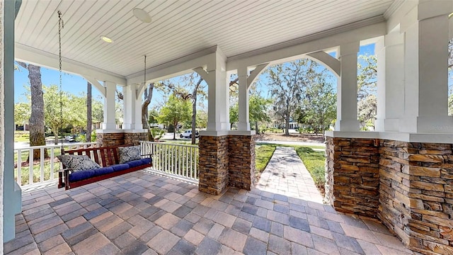 view of patio featuring covered porch