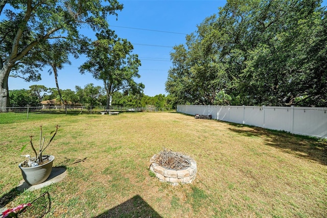 view of yard with a fenced backyard