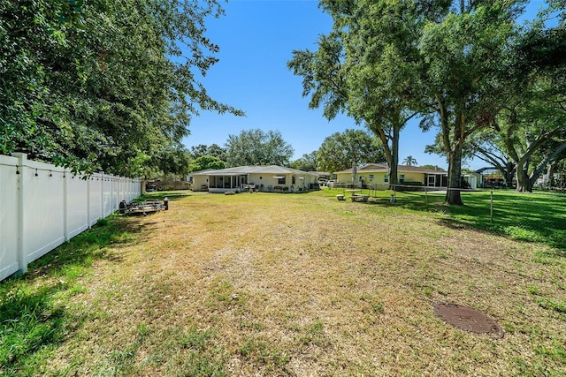 view of yard with a fenced backyard
