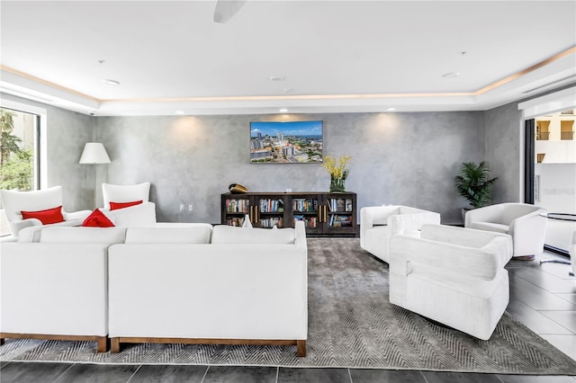 199 Dali Blvd Unit 902, Saint Petersburg, FL 33701 - living room featuring a tray ceiling
