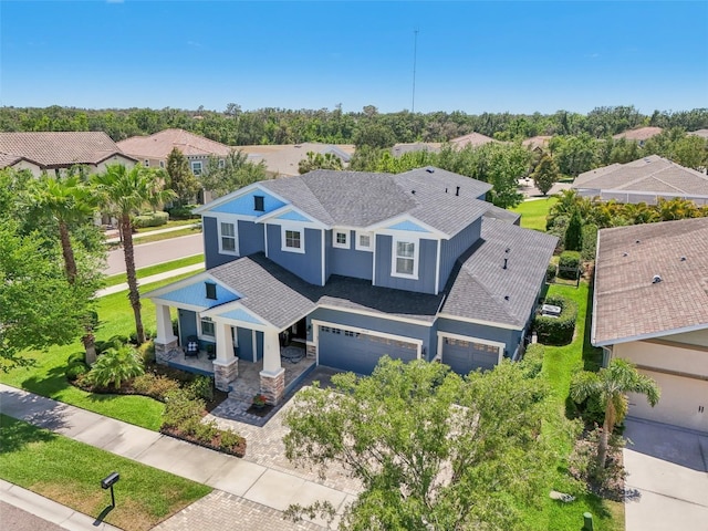 drone / aerial view with a residential view