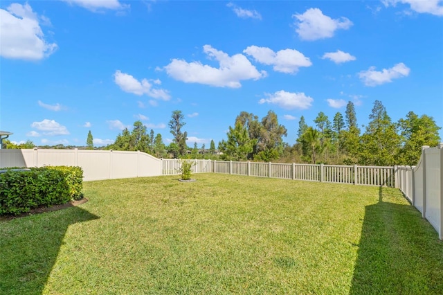 view of yard with a fenced backyard