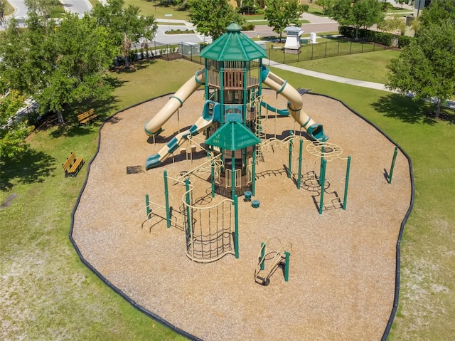 community jungle gym with fence