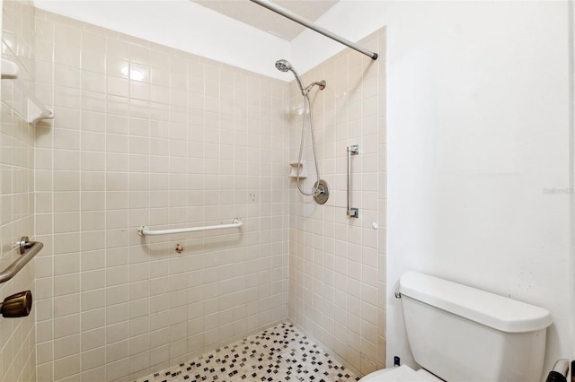 bathroom featuring toilet and a stall shower