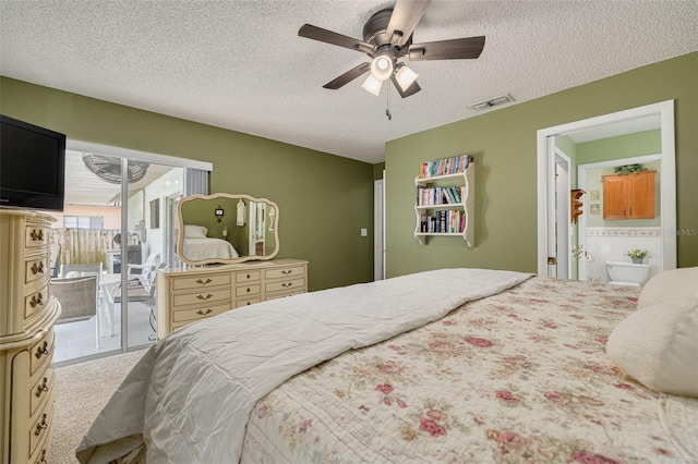 2153 Catalina Dr N, Clearwater, FL 33763 - carpeted bedroom featuring access to exterior, a textured ceiling, and ceiling fan