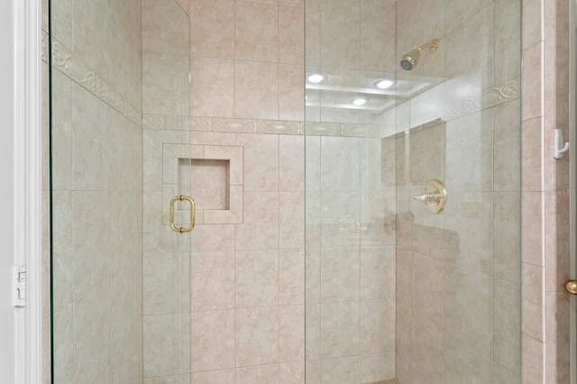 bathroom featuring a stall shower