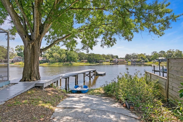 view of dock featuring a water view