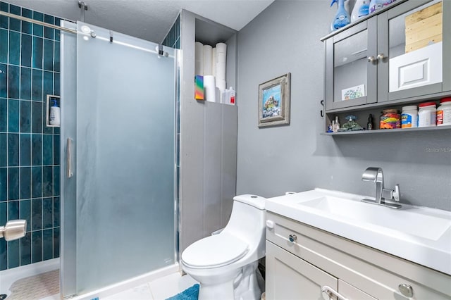 5304 Cherry Ave, Seffner, FL 33584 - bathroom with vanity, a stall shower, and toilet