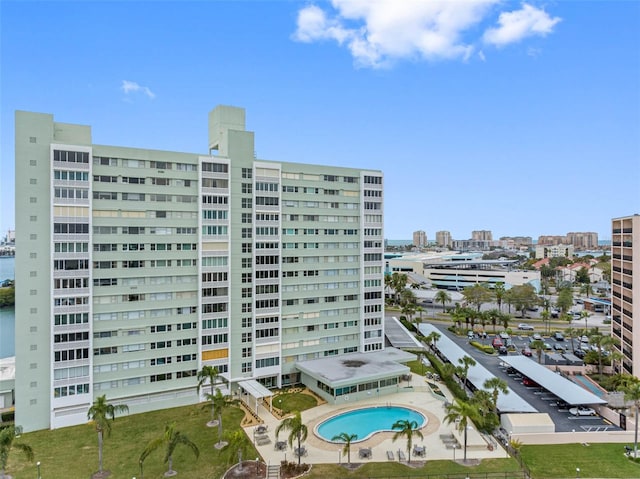 view of building exterior featuring a view of city
