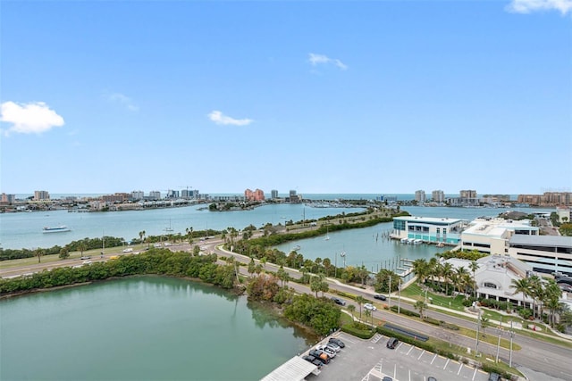 view of water feature featuring a city view