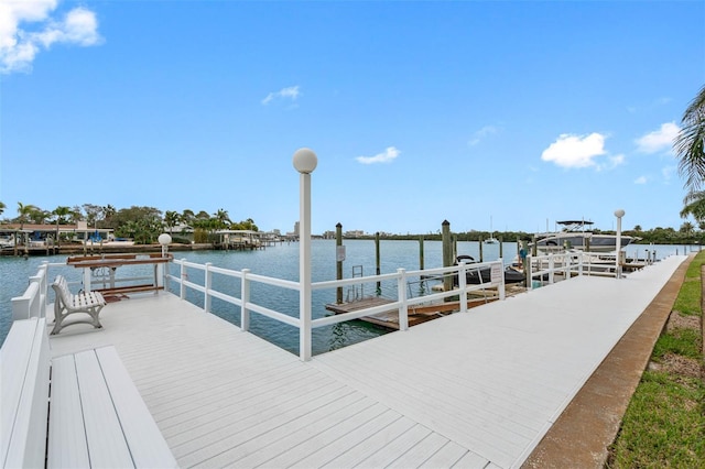 dock area featuring a water view