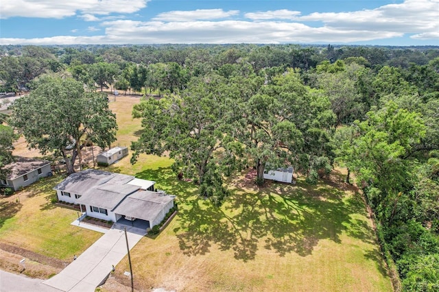 aerial view featuring a forest view