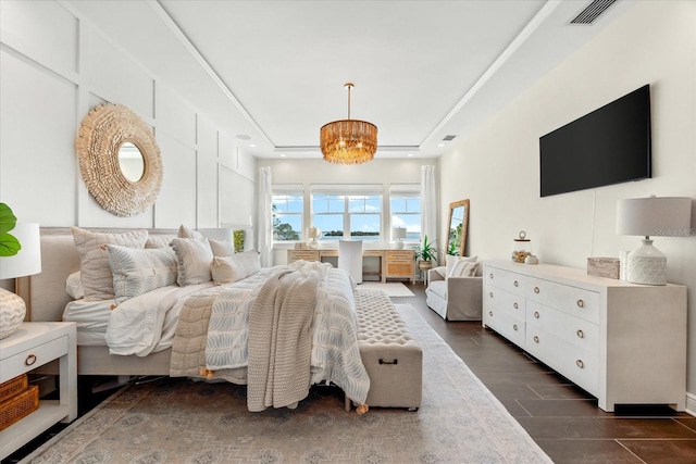 885 Seaview Cir Unit 20, Crystal Beach, FL 34681 - bedroom featuring dark wood finished floors, a tray ceiling, and recessed lighting