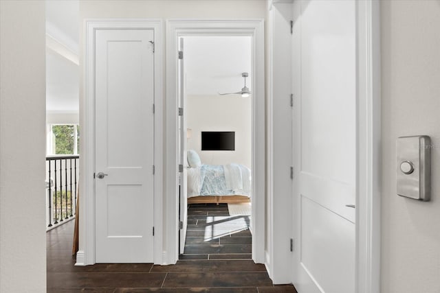 885 Seaview Cir Unit 20, Crystal Beach, FL 34681 - hallway featuring dark wood-type flooring