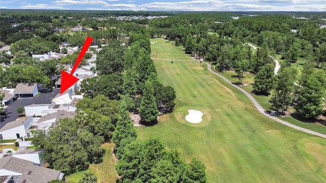 bird's eye view with a residential view and view of golf course