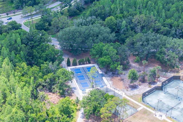 bird's eye view featuring a forest view