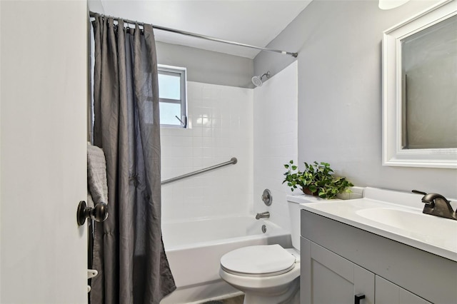 4940 Rosedale Ln, Holiday, FL 34690 - bathroom with vanity, shower / bathtub combination with curtain, and toilet